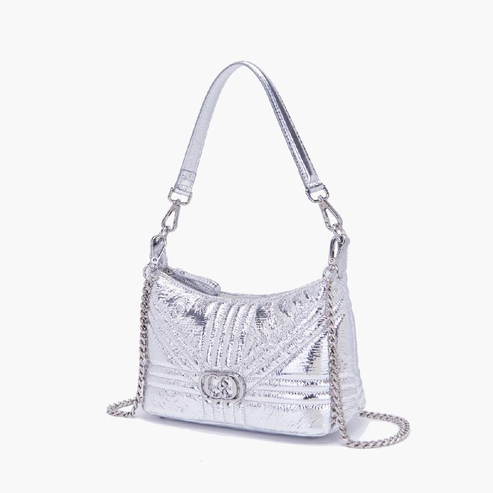 La Carrie MINI BORSA A SPALLA SHINY SILVER Qualità Garantita