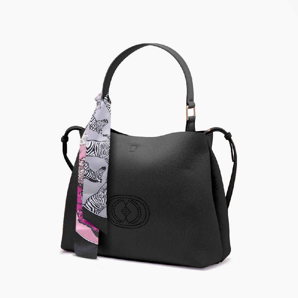 La Carrie BORSA SHOPPING DRILLED NERA Consegna Veloce