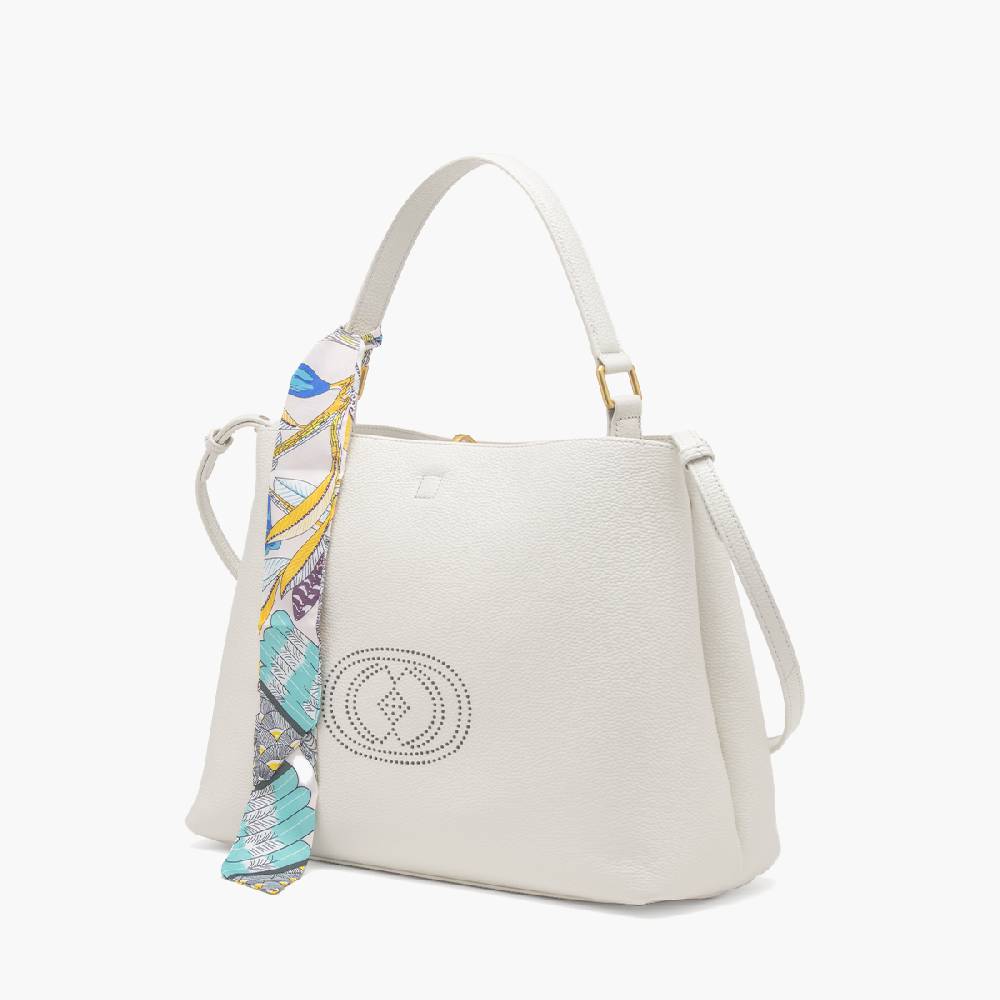 La Carrie BORSA SHOPPING DRILLED CREMA Promozione Limitata