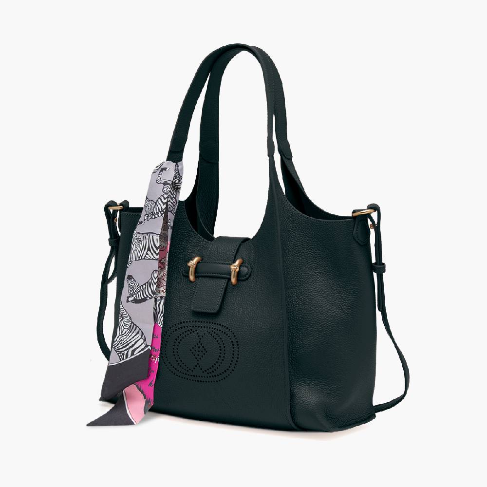 La Carrie BORSA SHOPPING DRILLED NERA Affare Del Giorno