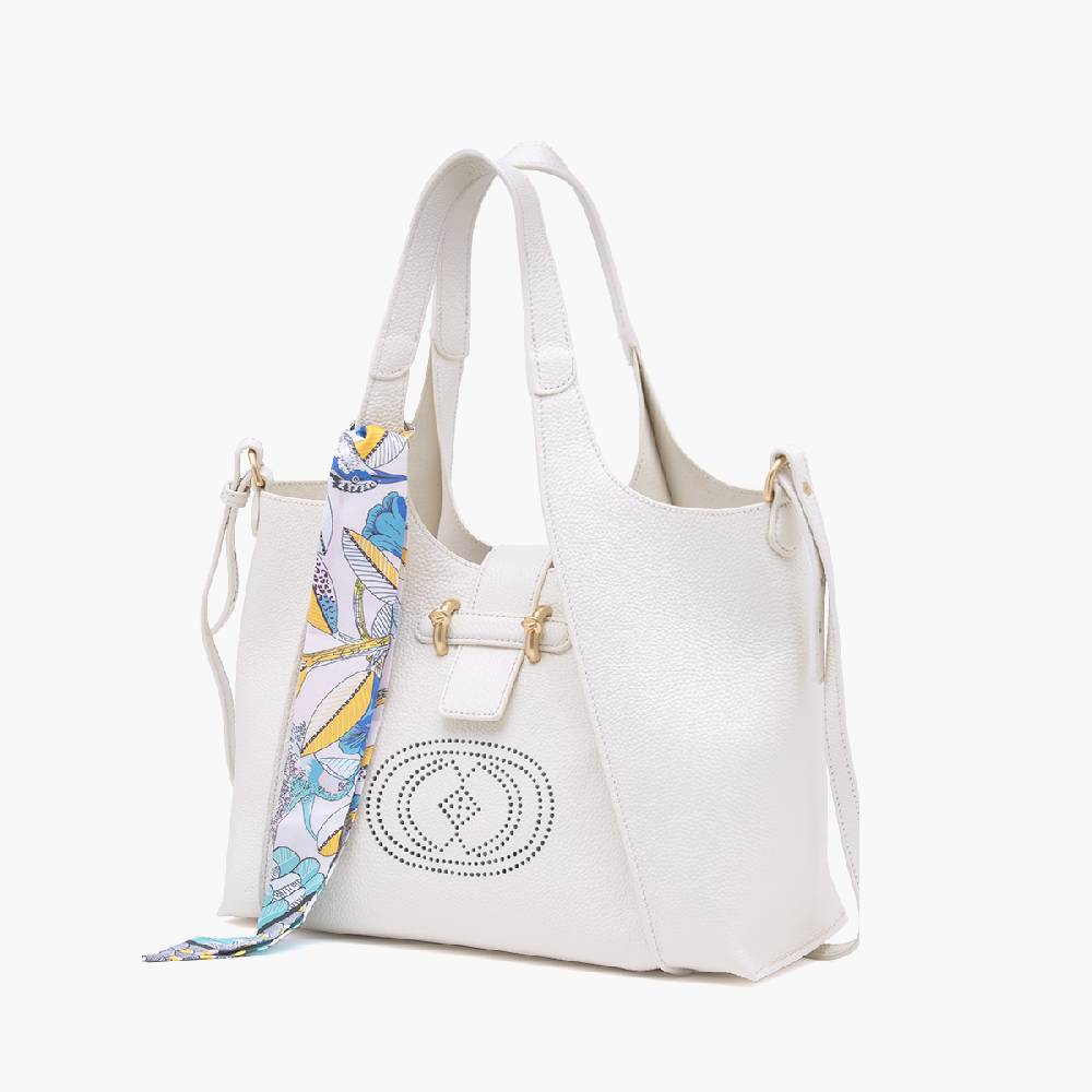 La Carrie BORSA SHOPPING DRILLED CREMA Sottocosto