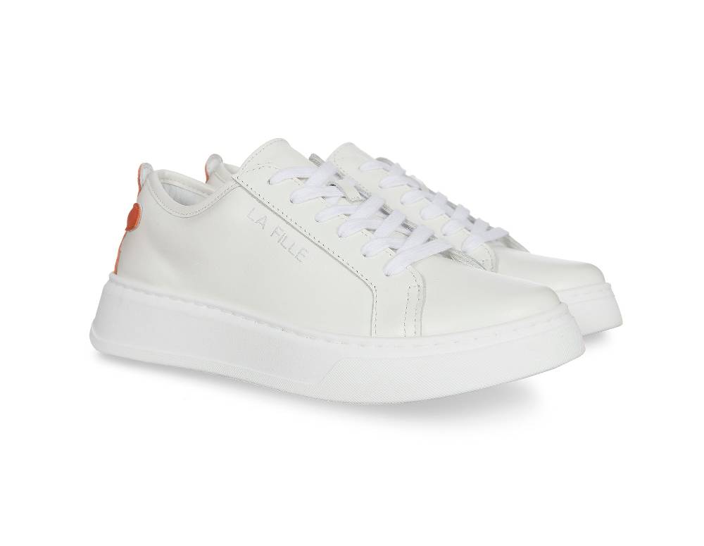 L.Pucci Sneakers P91212P Ecru-Orange Spedizione Gratuita