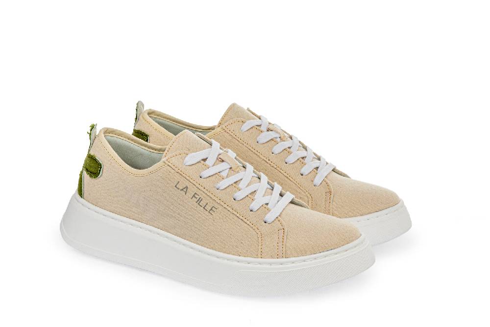 L.Pucci Sneakers P91222C Ecru-Green Negozi Online