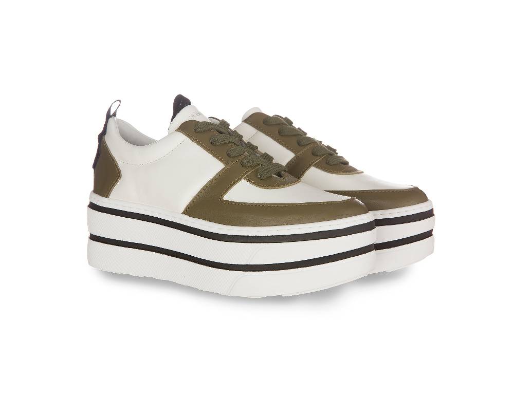 L.Pucci Oklahoma Leather White-Green Aviation Nuova