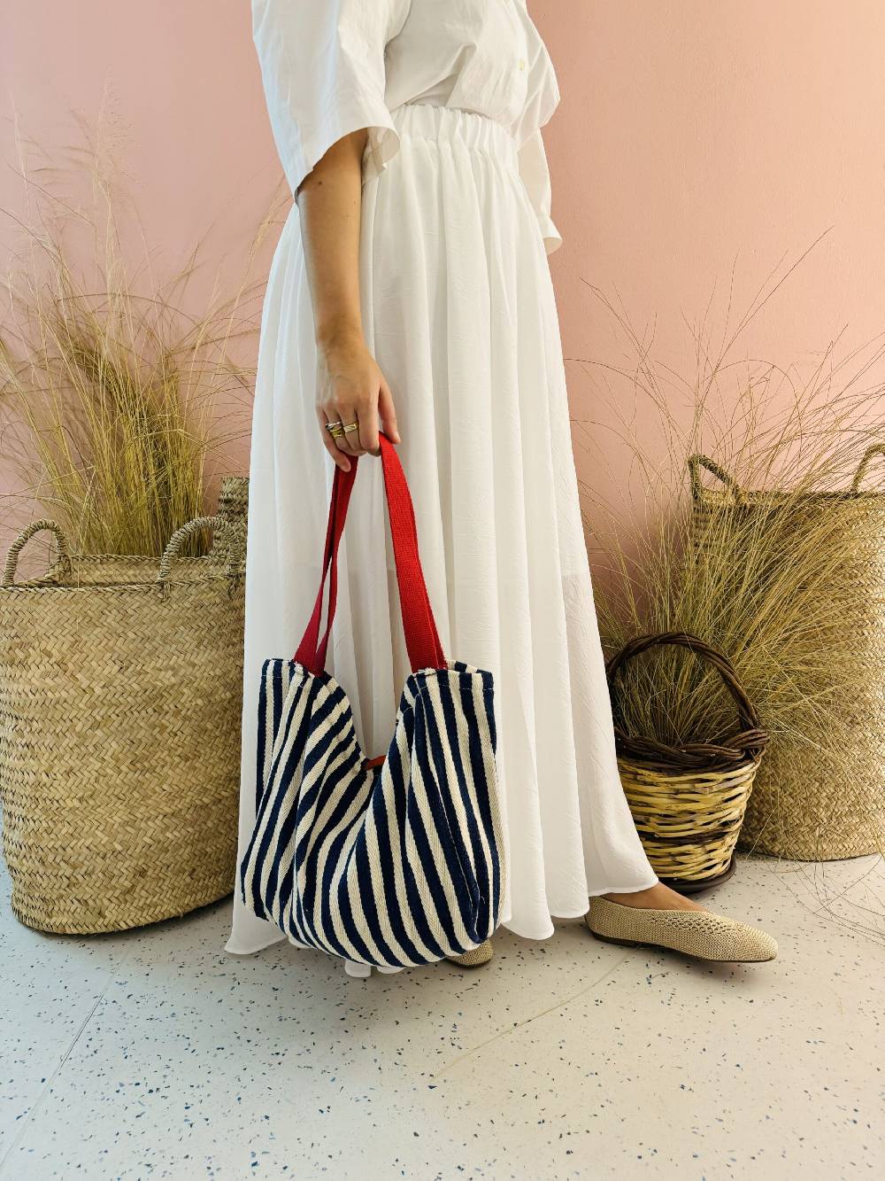 La Sellerie Portofino bag blu righe strette Saldi