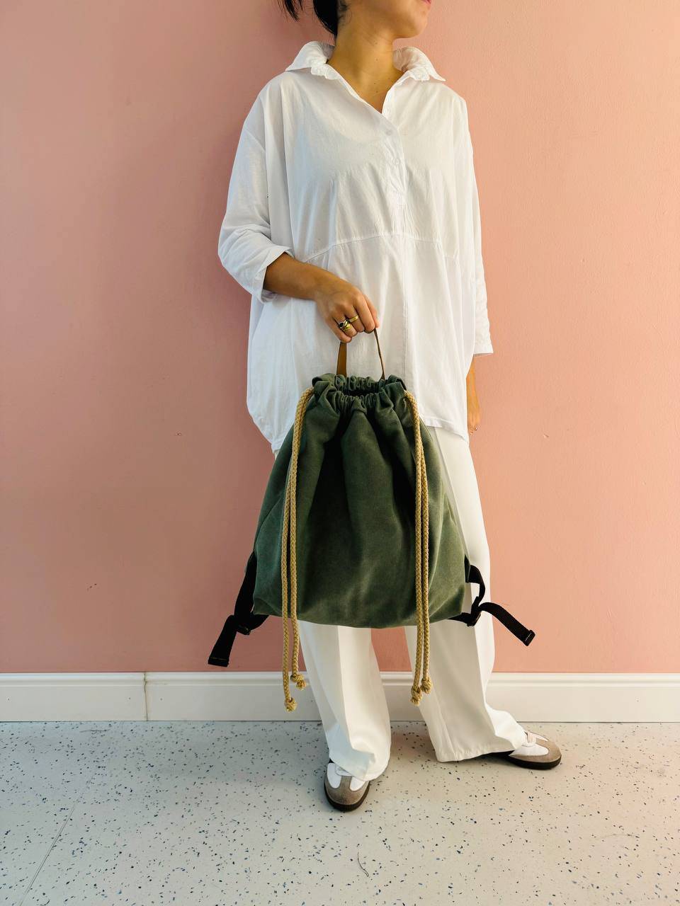 La Sellerie COUNTRY backpack green Vendita Calda