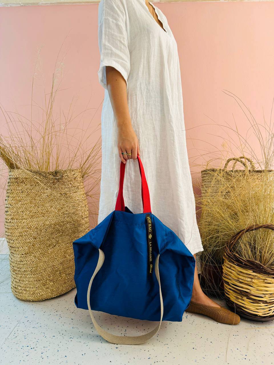 La Sellerie POP BAG Shantung blu Negozi Online