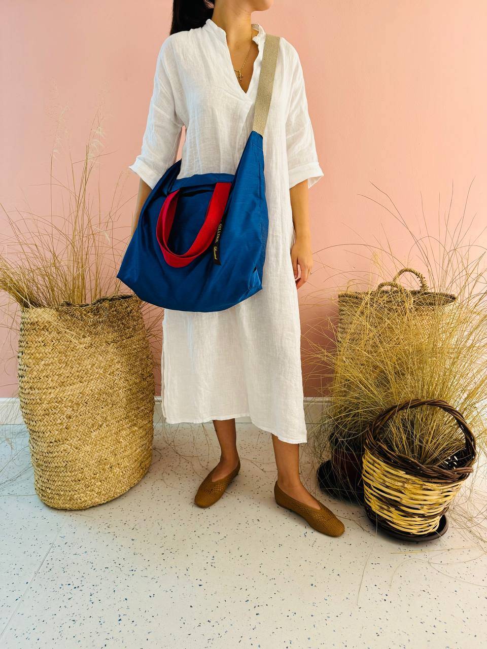 La Sellerie POP BAG Shantung blu Negozi Online