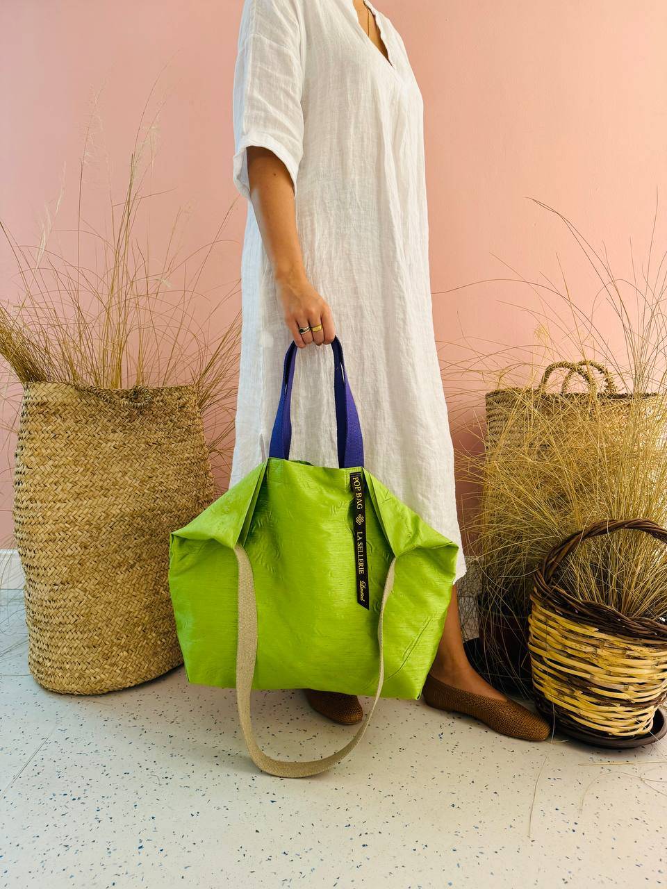 La Sellerie POP BAG Shantung verde mela Acquista Ora