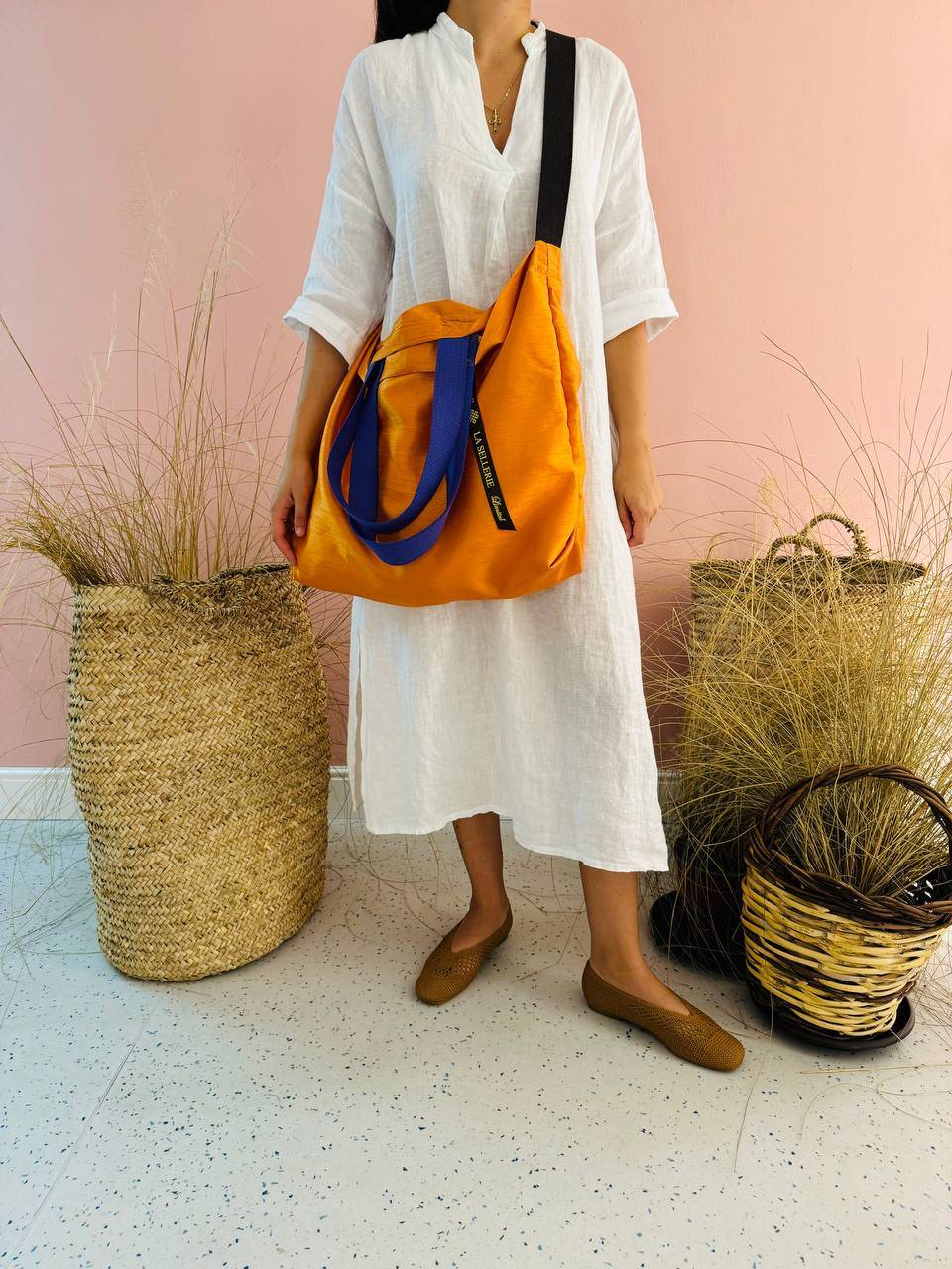 La Sellerie POP BAG Shantung arancio Prezzo Ridotto