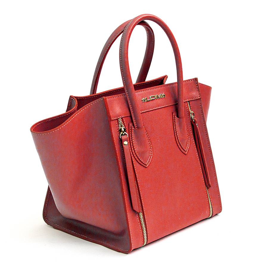 Laura Di Maggio ALIA – Borsa a trapezio in pelle saffiano corallo Prezzo Ridotto
