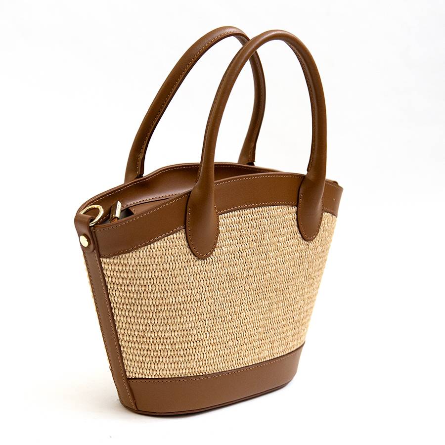 Laura Di Maggio FORMENTERA – Borsa in pelle e rafia cuoio Convenienza