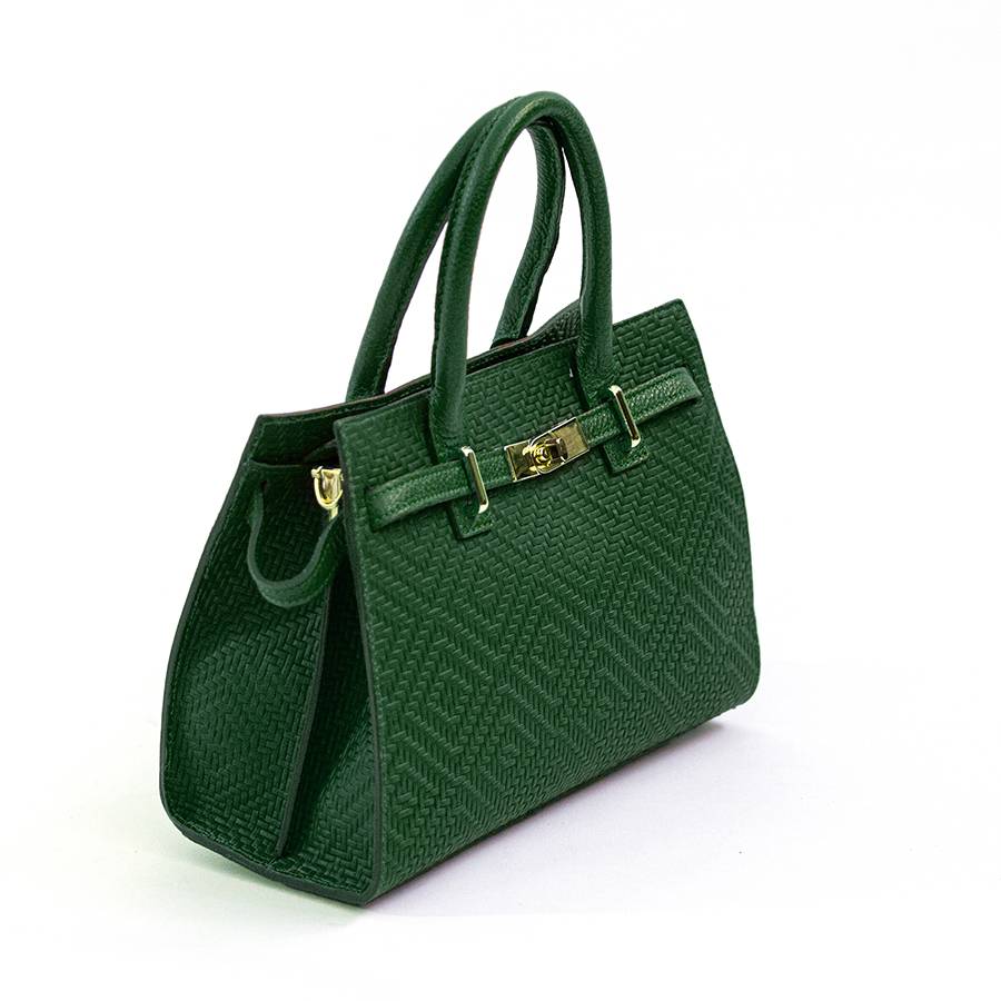 Laura Di Maggio KELLY – Borsa in pelle serigrafata verde Offerta