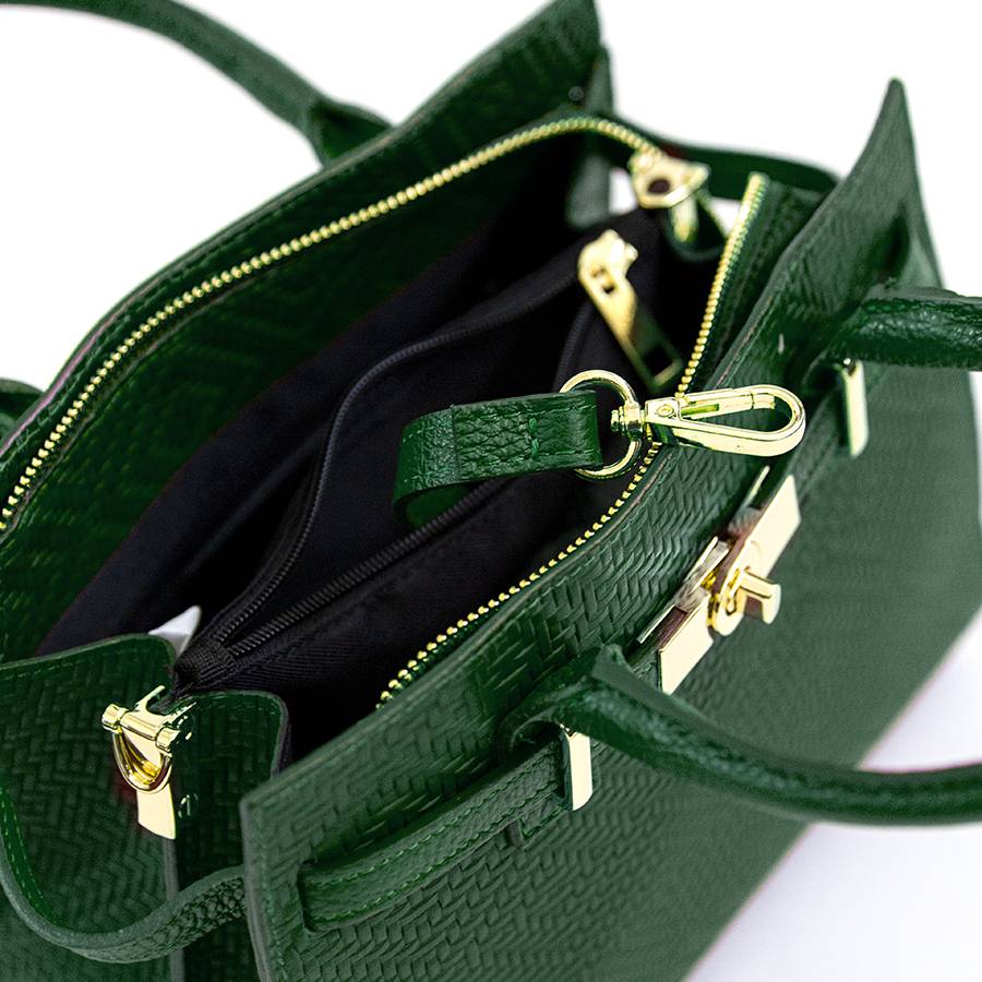 Laura Di Maggio KELLY – Borsa in pelle serigrafata verde Offerta
