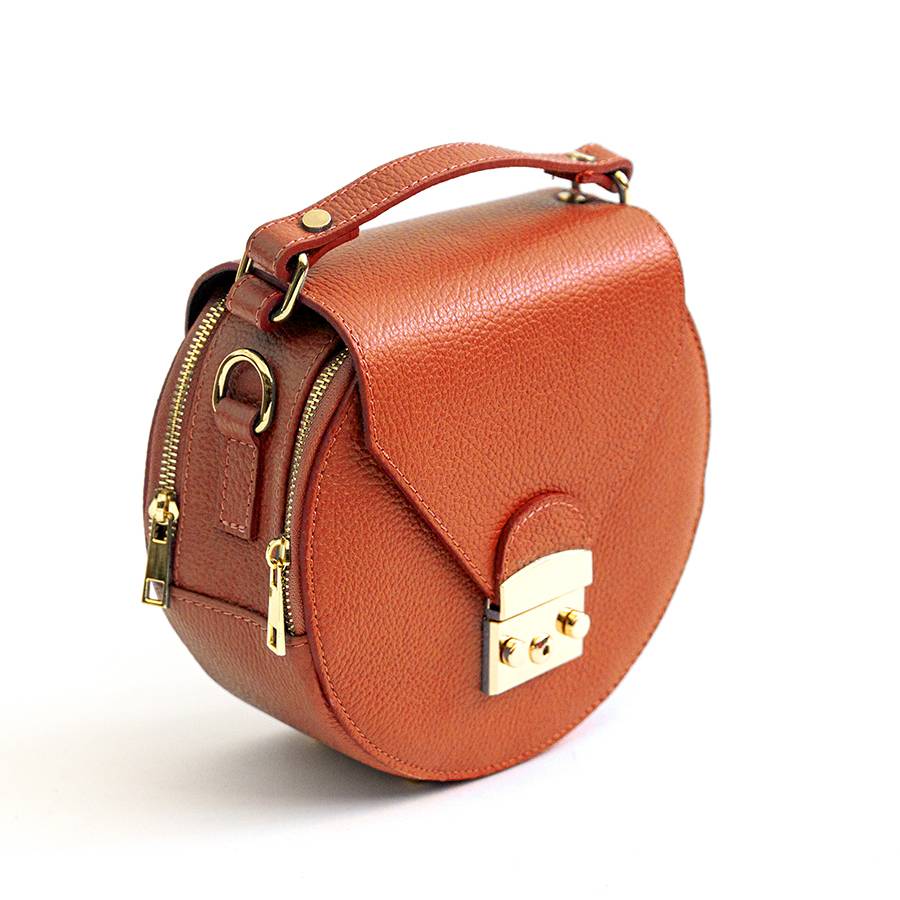 Laura Di Maggio CIRCLE – Borsa tonda in pelle arancio Hotsell