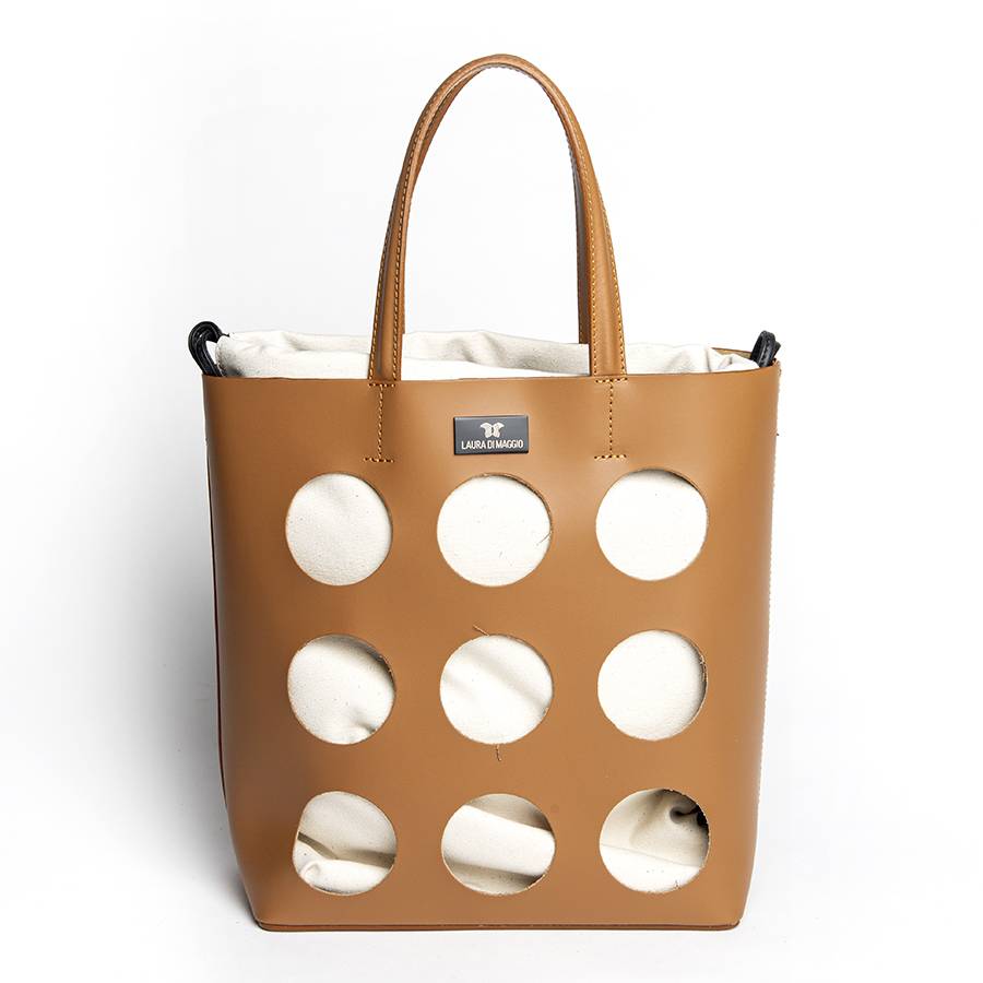 Laura Di Maggio NOAH TOTE – Borsa in pelle elegant traforata cuoio In Linea