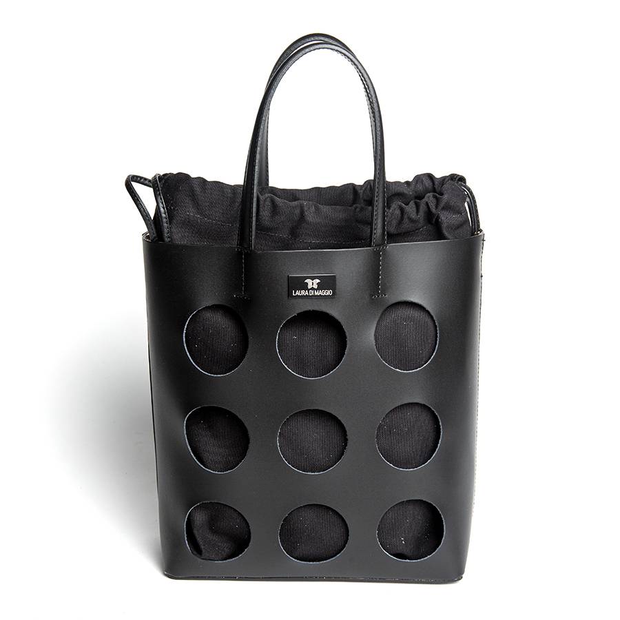 Laura Di Maggio NOAH TOTE – Borsa in pelle elegant traforata nera Nuovo