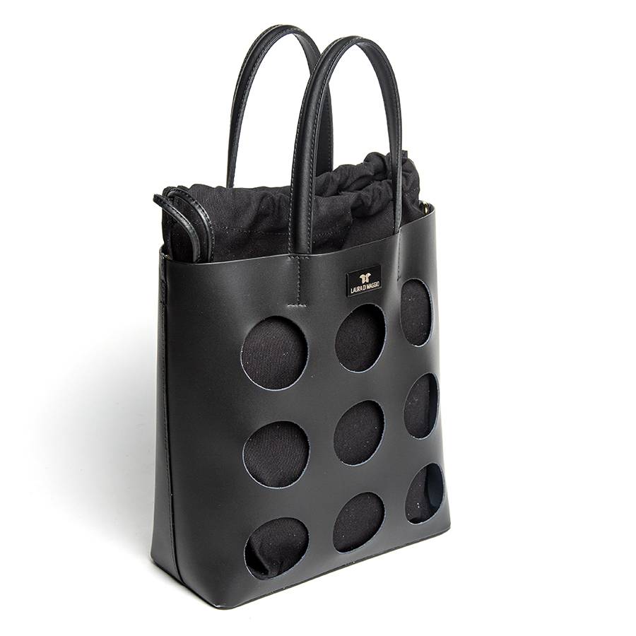 Laura Di Maggio NOAH TOTE – Borsa in pelle elegant traforata nera Nuovo