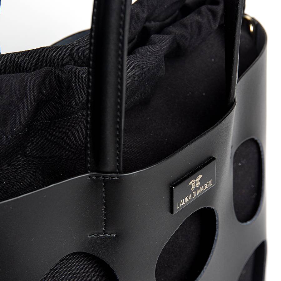 Laura Di Maggio NOAH TOTE – Borsa in pelle elegant traforata nera Nuovo