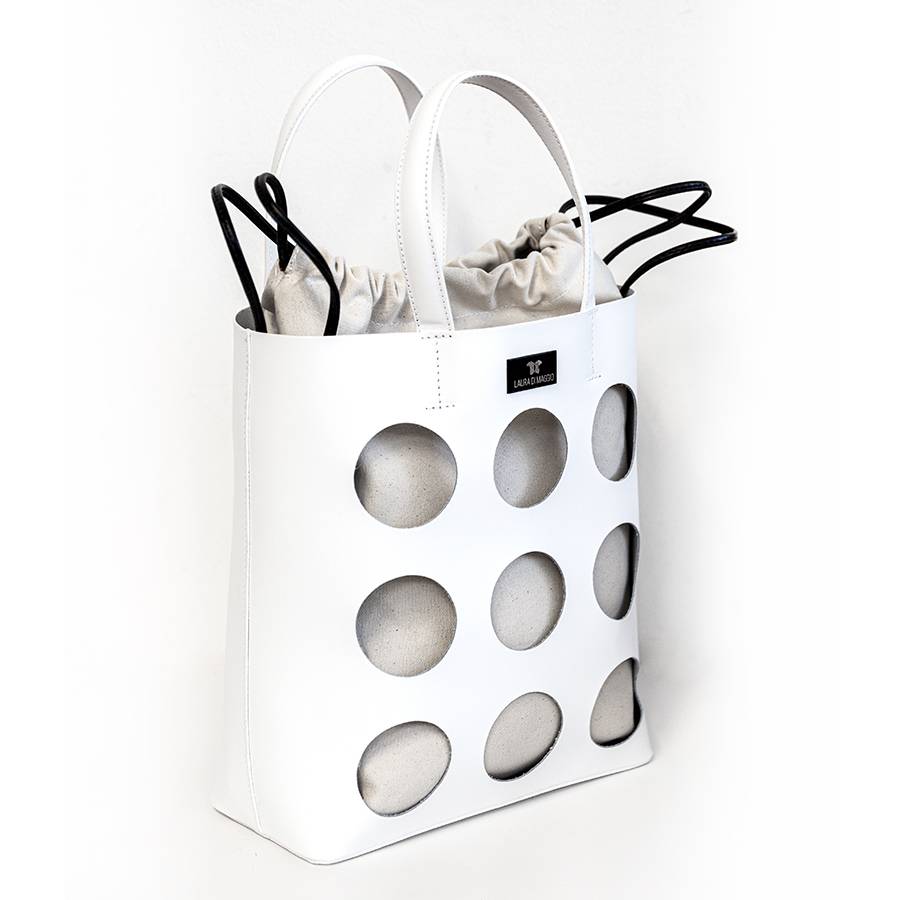 Laura Di Maggio NOAH TOTE – Borsa in pelle elegant traforata bianca Qualità