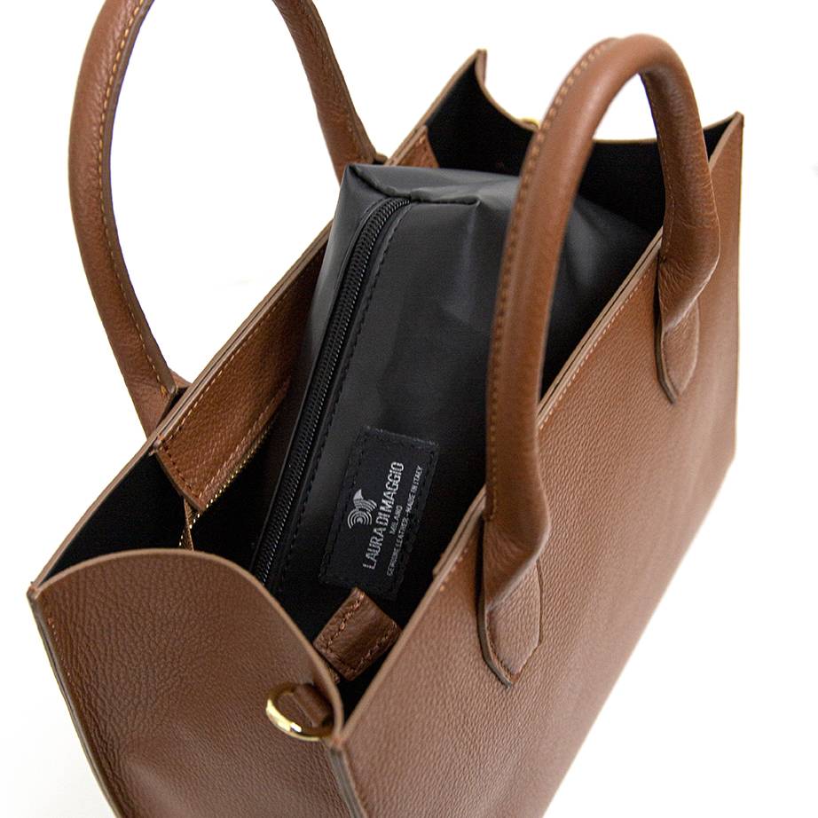 Laura Di Maggio MIRIAM – Borsa in pelle dollaro marrone Spedizione Gratuita