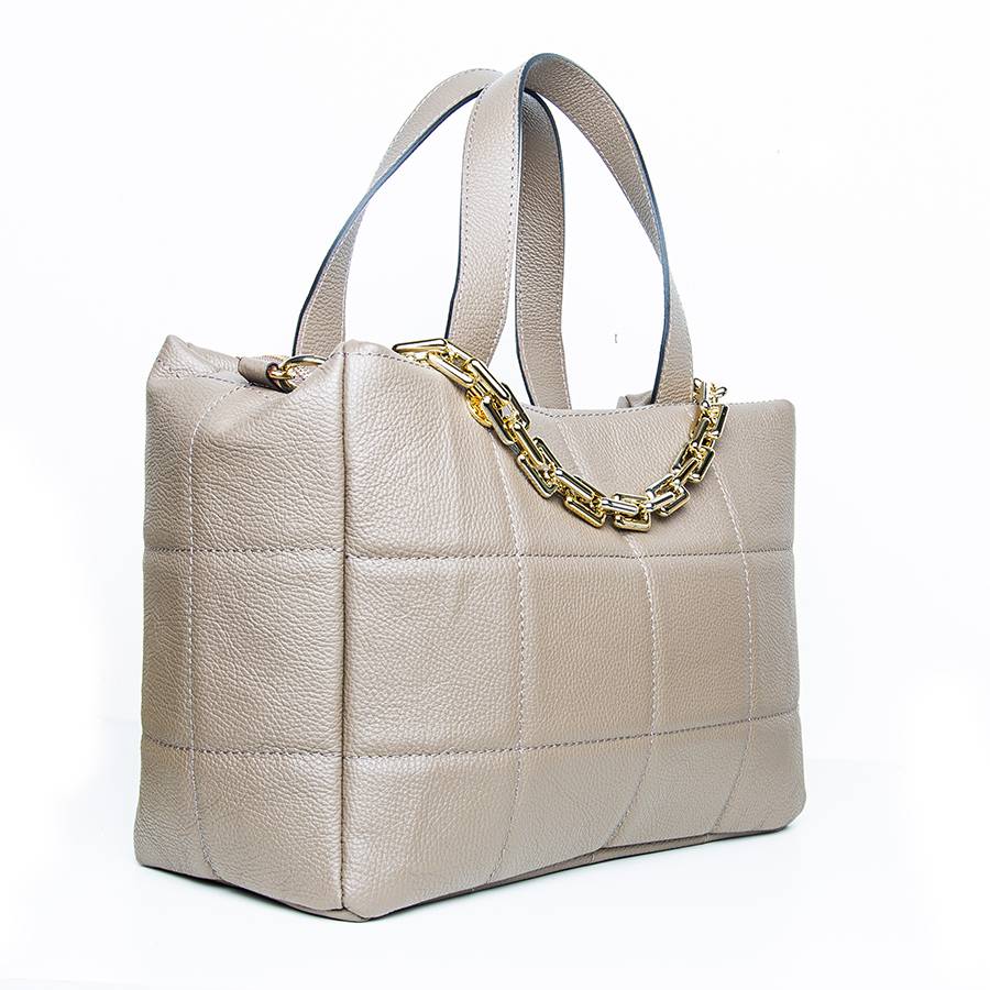 Laura Di Maggio TYRA – Borsa in pelle dollaro trapuntato beige Convenienza