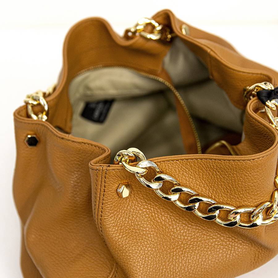 Laura Di Maggio PEACH – borsa a mano con catena in pelle cuoio Sconto