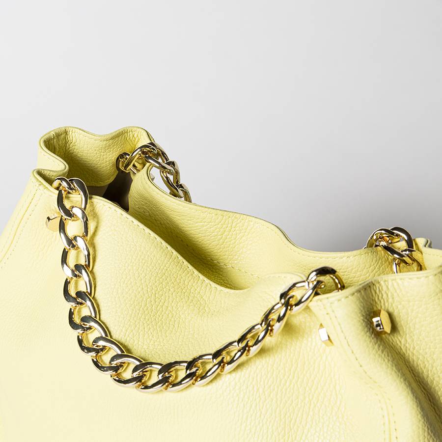 Laura Di Maggio PEACH – borsa a mano con catena in pelle limone Offerta