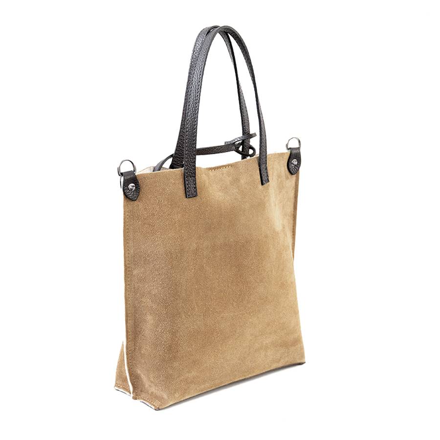Laura Di Maggio TRUDI – borsa in camoscio ed eco montone taupe Vendita Calda