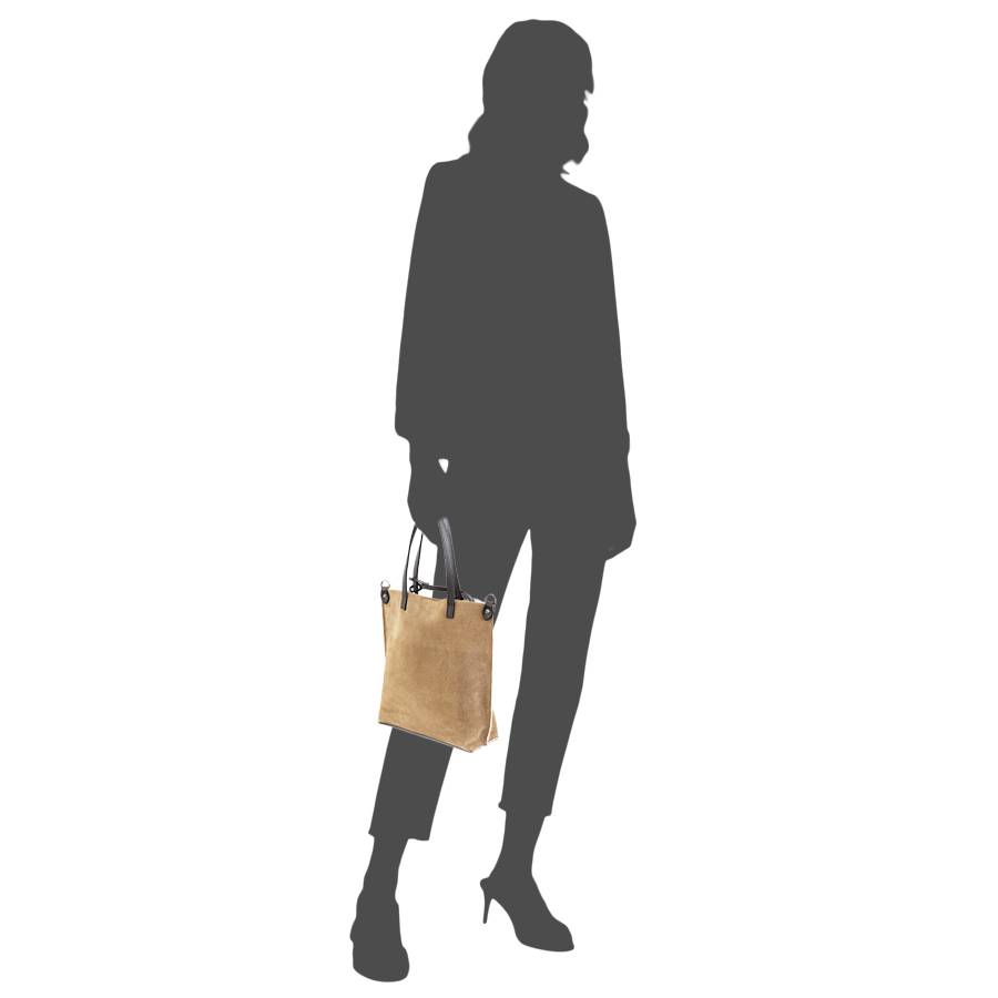 Laura Di Maggio TRUDI – borsa in camoscio ed eco montone taupe Vendita Calda