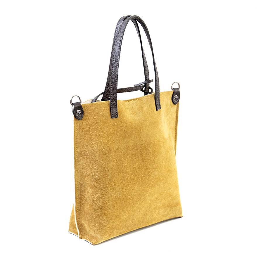 Laura Di Maggio TRUDI – borsa in camoscio ed eco montone ocra Vendita Economica