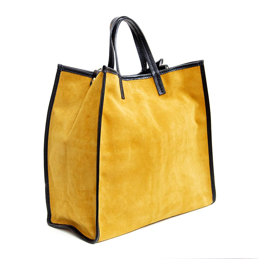 Laura Di Maggio ISABELLA – Shopper in pelle camoscio senape Saldi Di Fabbrica