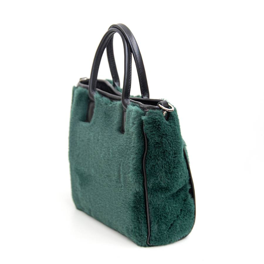 Laura Di Maggio MOSCA – Borsa in pelo ecologico e pelle soft verde Vendite Flash