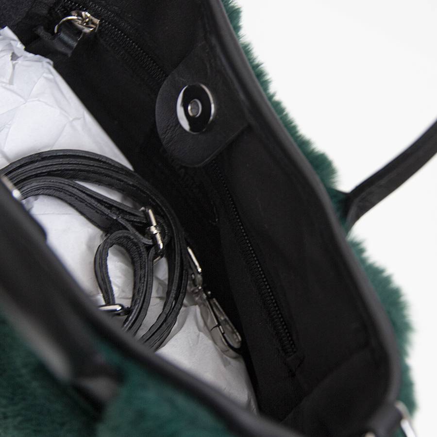 Laura Di Maggio MOSCA – Borsa in pelo ecologico e pelle soft verde Vendite Flash