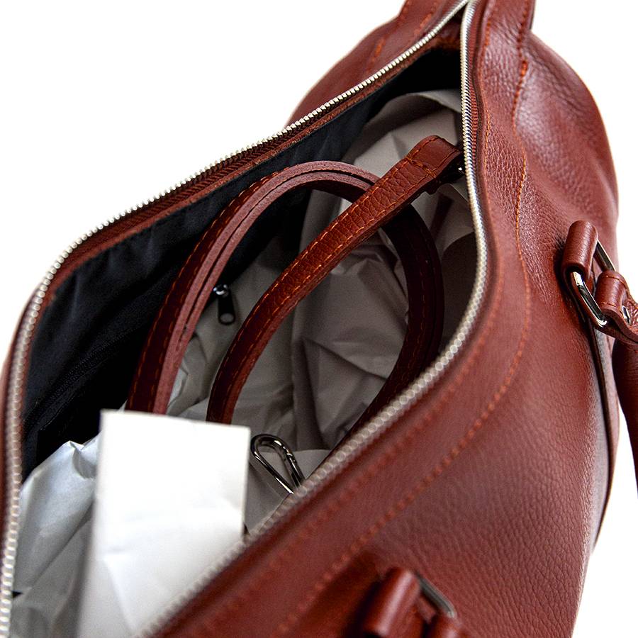 Laura Di Maggio TRAVEL – Borsone in pelle rubino In Linea