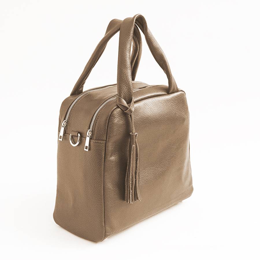 Laura Di Maggio SARA – bauletto a due zip in pelle taupe Qualità Garantita