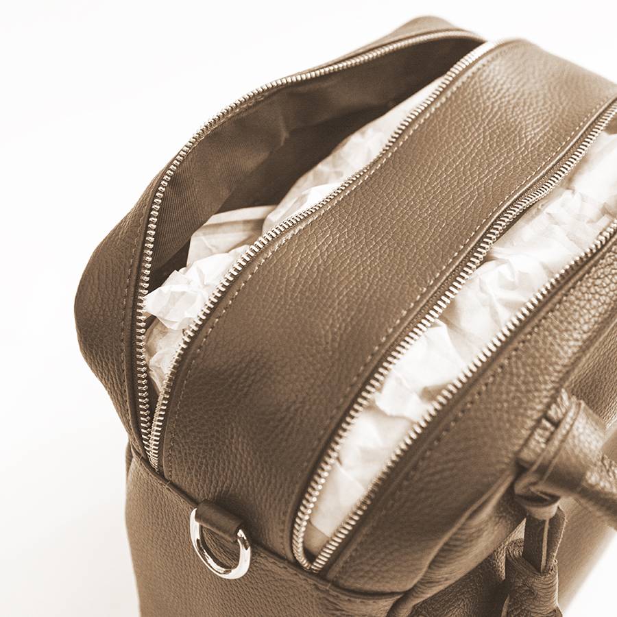 Laura Di Maggio SARA – bauletto a due zip in pelle taupe Qualità Garantita