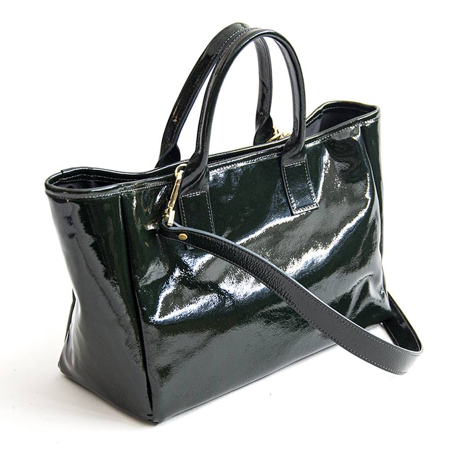 Laura Di Maggio MILANO VERNICE – borsa in pelle verniciata verdone Promozione Limitata