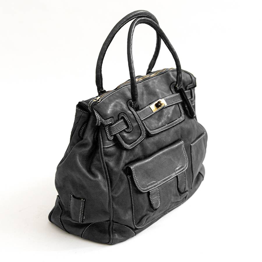 Laura Di Maggio GINEVRA – borsa in pelle slavata nera Shopping Online