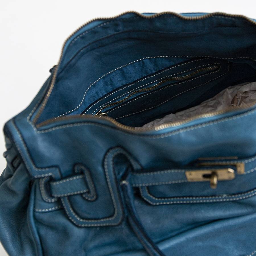 Laura Di Maggio GINEVRA – borsa in pelle slavata petrolio Affare Del Giorno