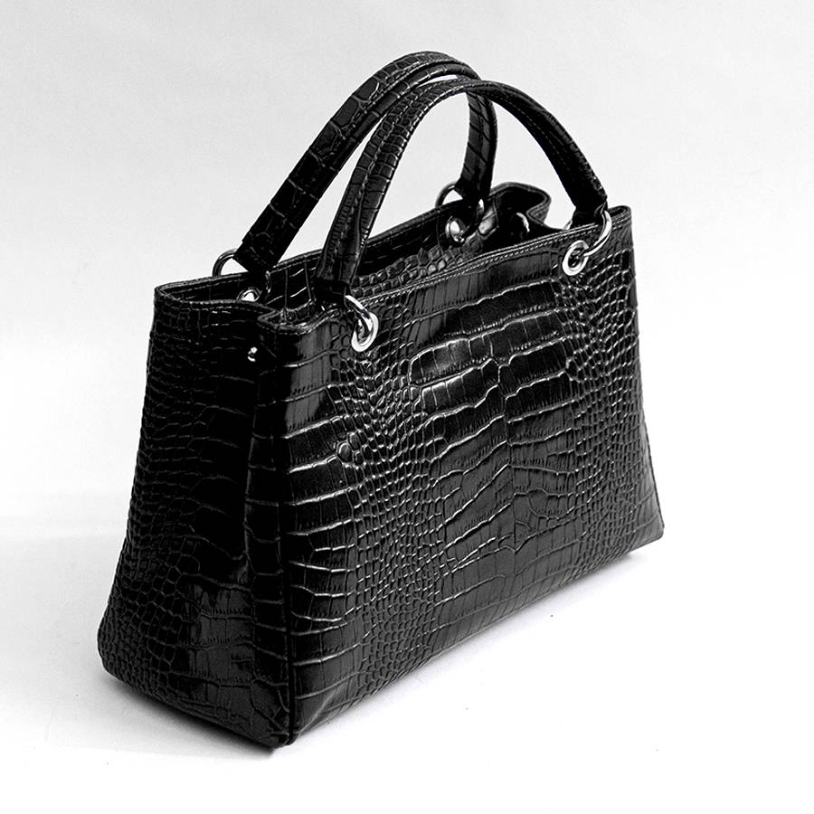 Laura Di Maggio MISTY – bauletto in pelle stampa cocco nero Sconto