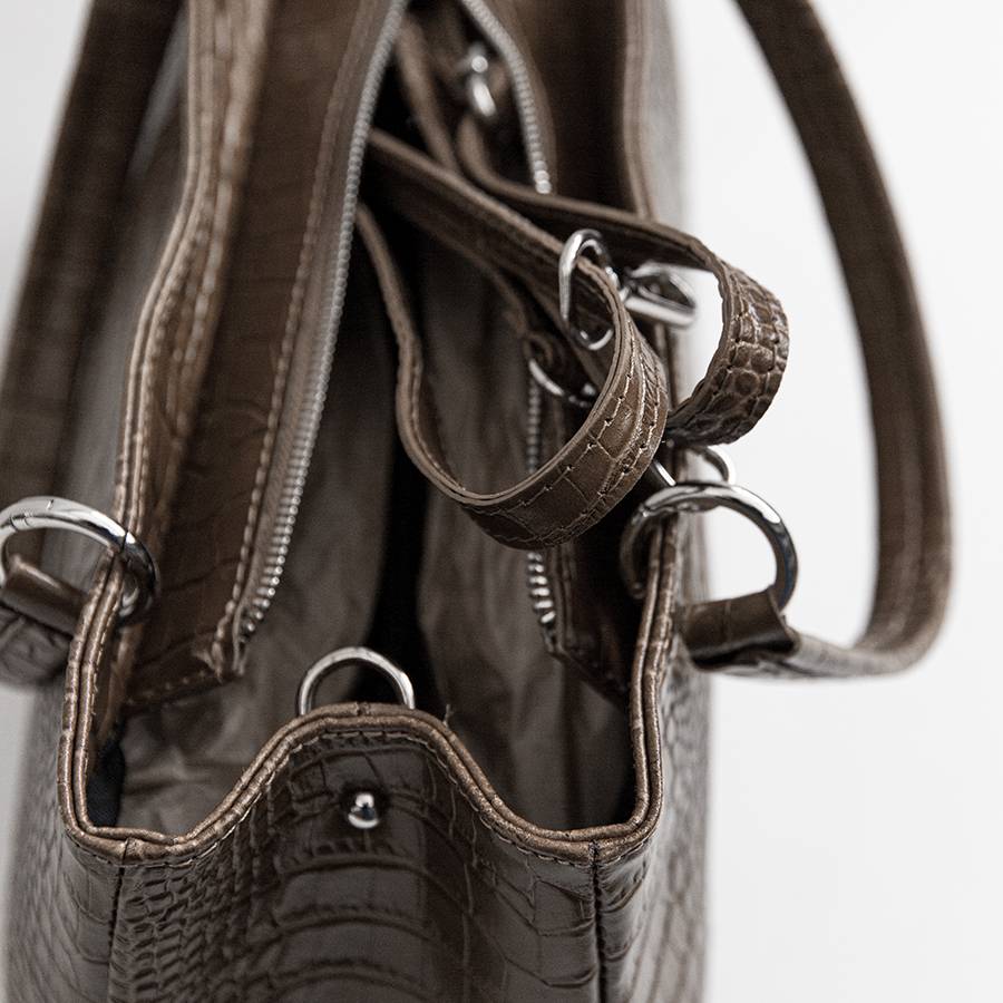 Laura Di Maggio MISTY – bauletto in pelle stampa cocco taupe Economico