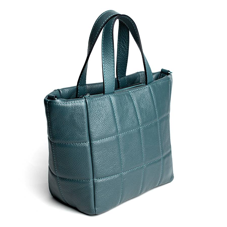 Laura Di Maggio AZZURRA – Tote bag in pelle trapuntata petrolio Vendita Calda