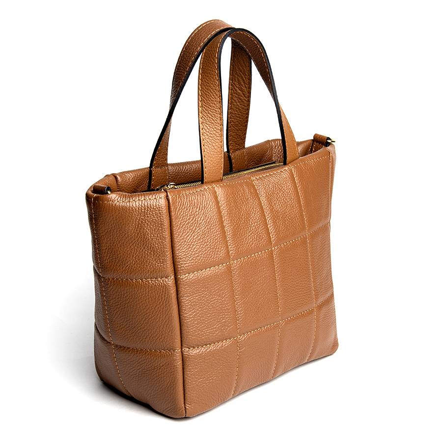 Laura Di Maggio AZZURRA – Tote bag in pelle trapuntata cuoio Vendita Economica