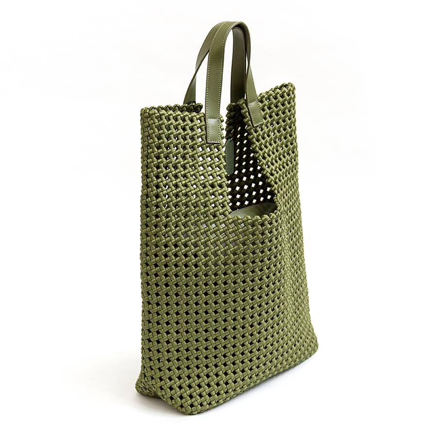 Laura Di Maggio KENDRA – Borsa intrecciata in raso verde Nuova