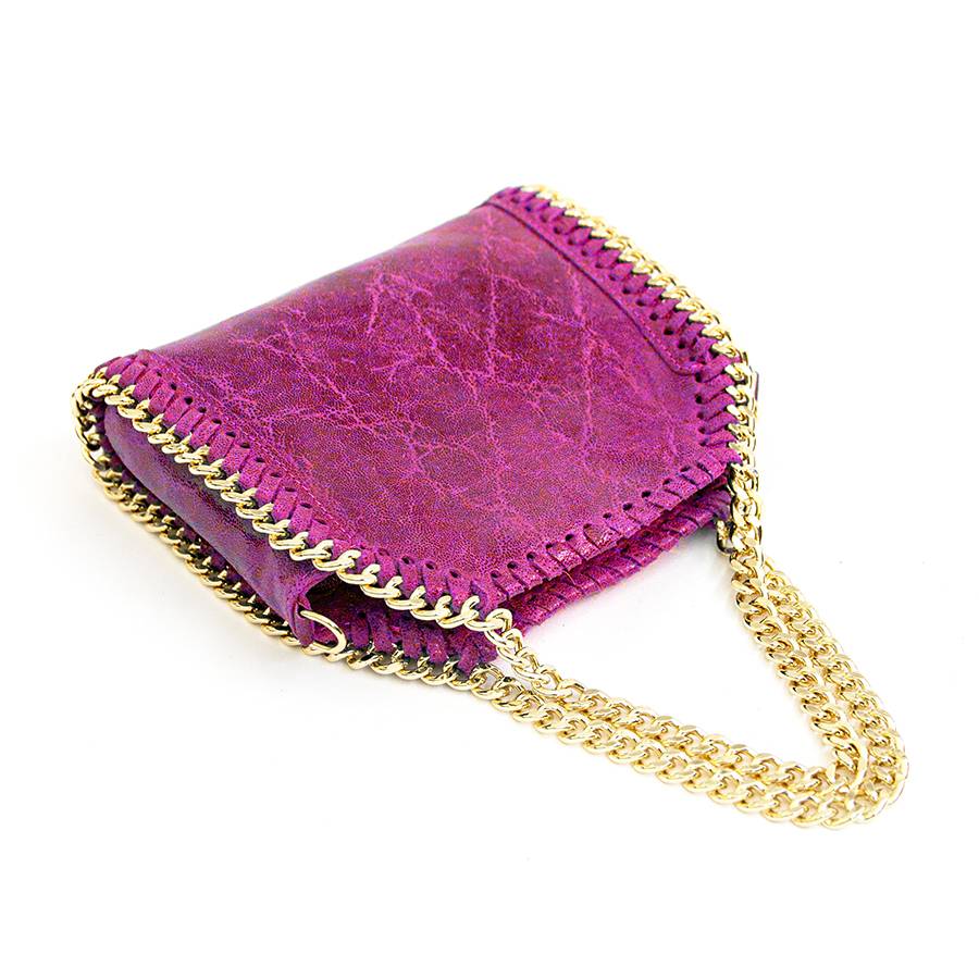 Laura Di Maggio LUMI – Borsa con catene in pelle vintage fuxia Pezzi Unici