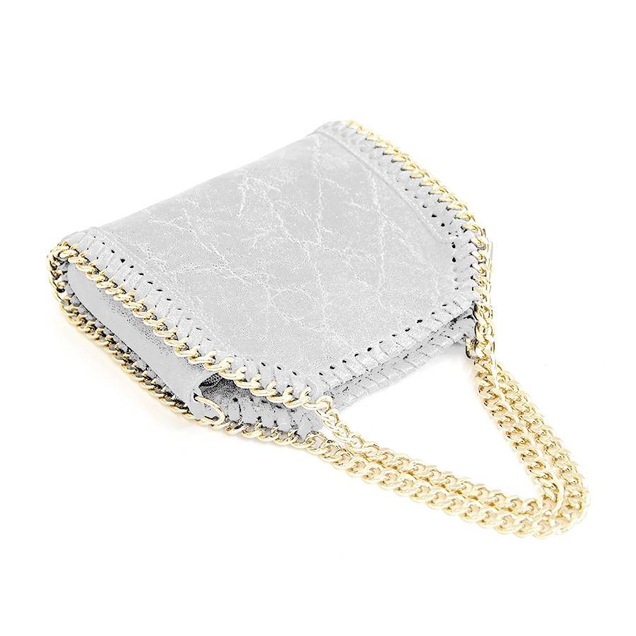 Laura Di Maggio LUMI – Borsa con catene in pelle vintage bianca Qualità Garantita