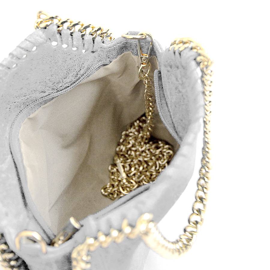 Laura Di Maggio LUMI – Borsa con catene in pelle vintage bianca Qualità Garantita