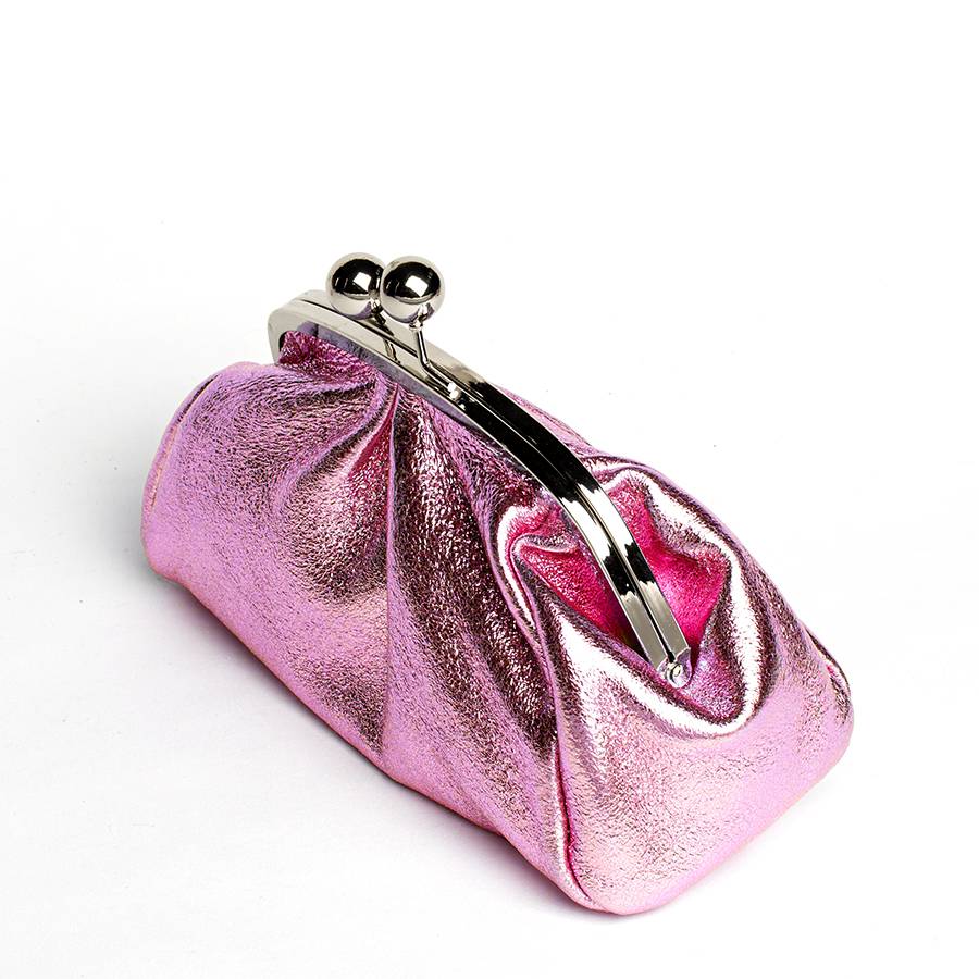 Laura Di Maggio CLUTCH – borsetta in pelle laminata rosa Italy