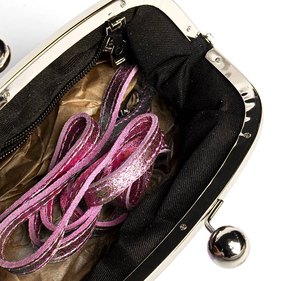 Laura Di Maggio CLUTCH – borsetta in pelle laminata rosa Italy